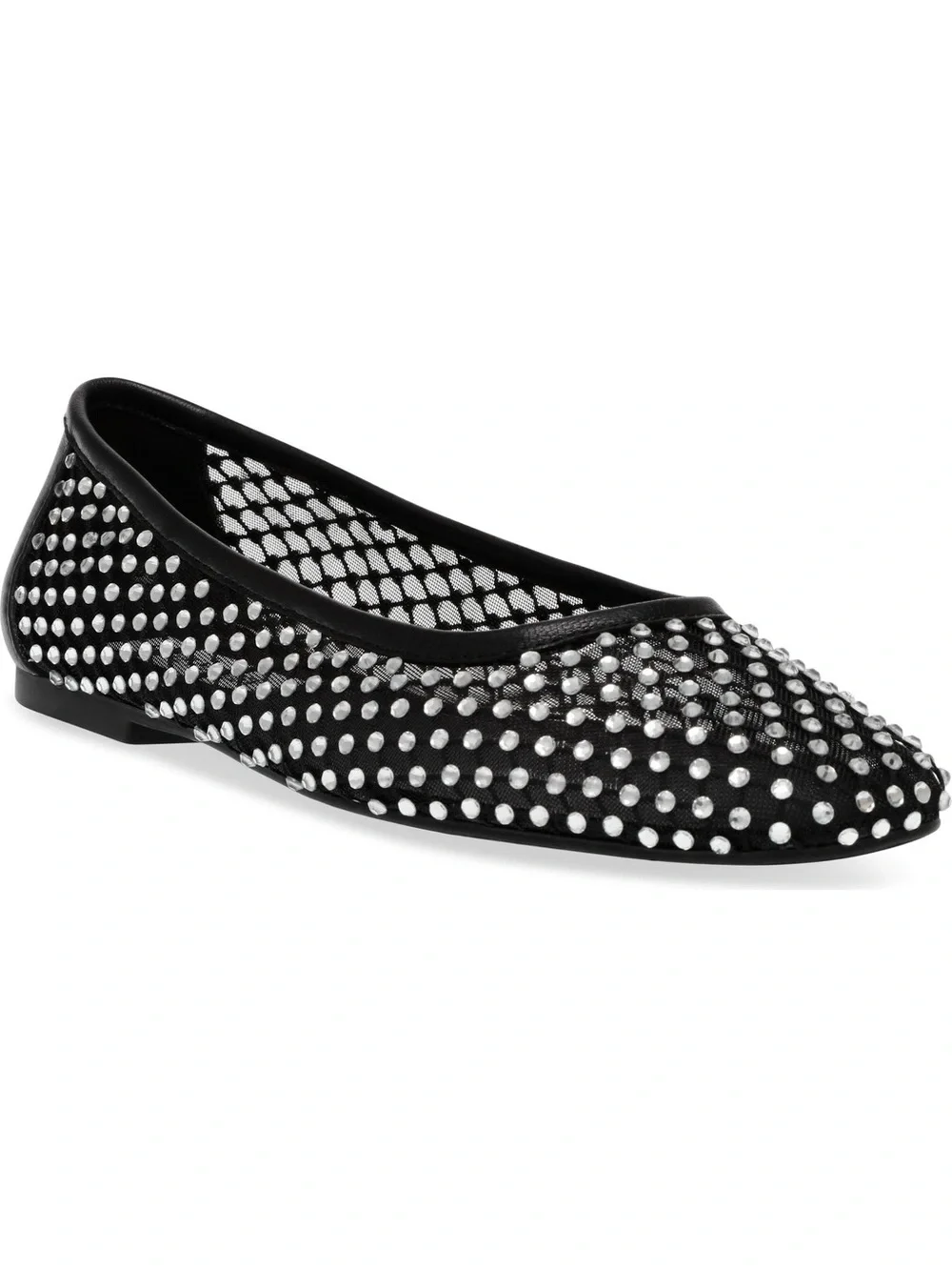 Steve Madden Black Studded Ballet Flat with Silver Accents NWOT